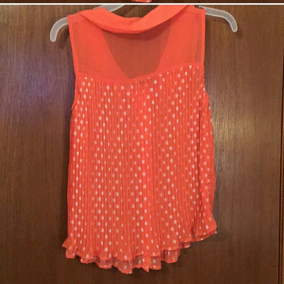 Polka Dot Orange Bow Tie Top(NWOT) - Picture 2 of 4